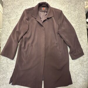 Gallery Coat Women XL Plum Solid Polyester Hidden Button Lined Trench Outerwear